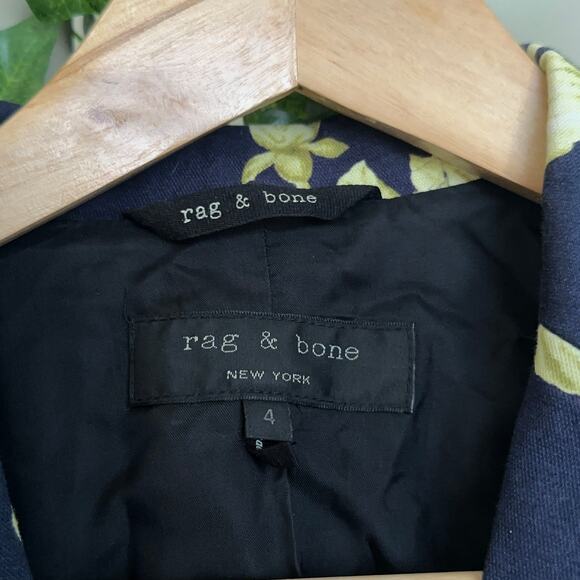 RAG & BONE Bailey Floral Leather Blazer Jacket Roses Purple Black Sz 4 {3T22} - Picture 5 of 6